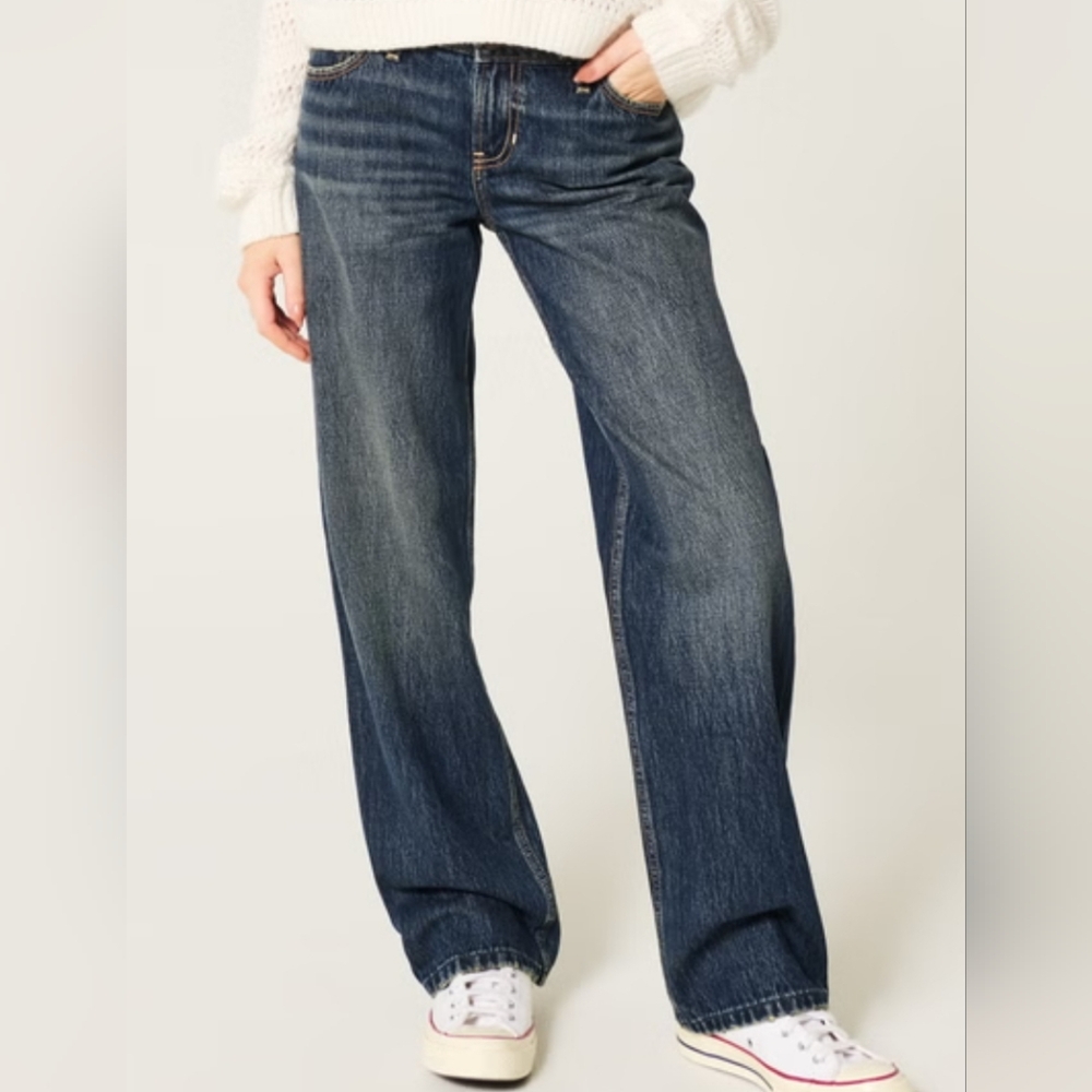 Hollister Low Rise Loose Faded Black Jeans